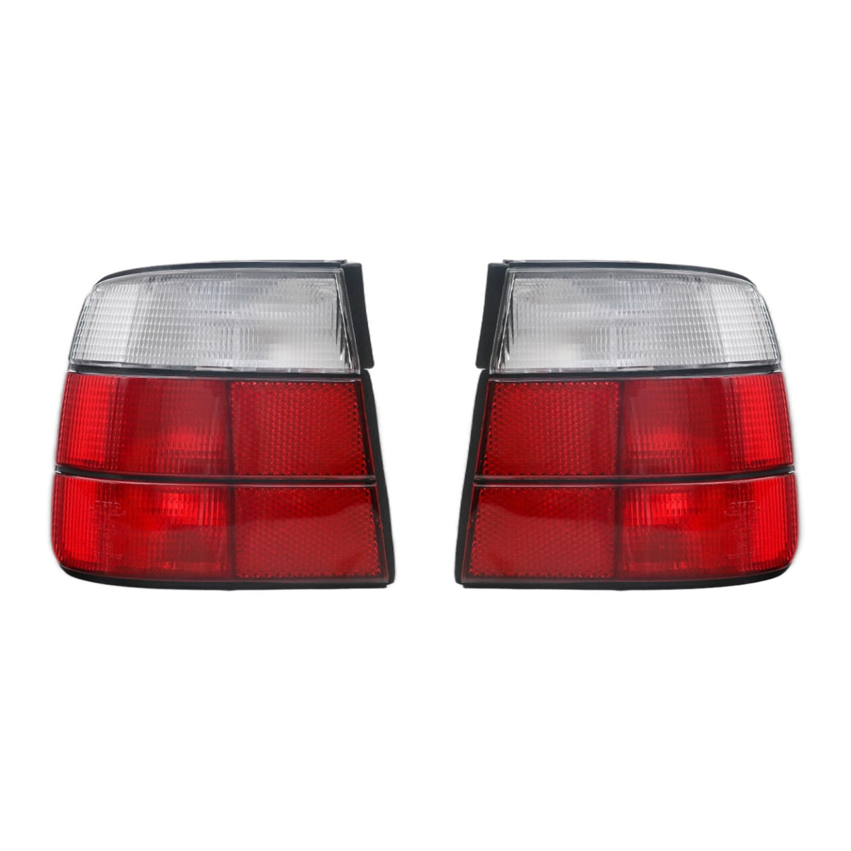 Euro Style Red/Clear Outer Tail Lights Pair for BMW 5 Series E34 Sedan and M5 (1989-1995)