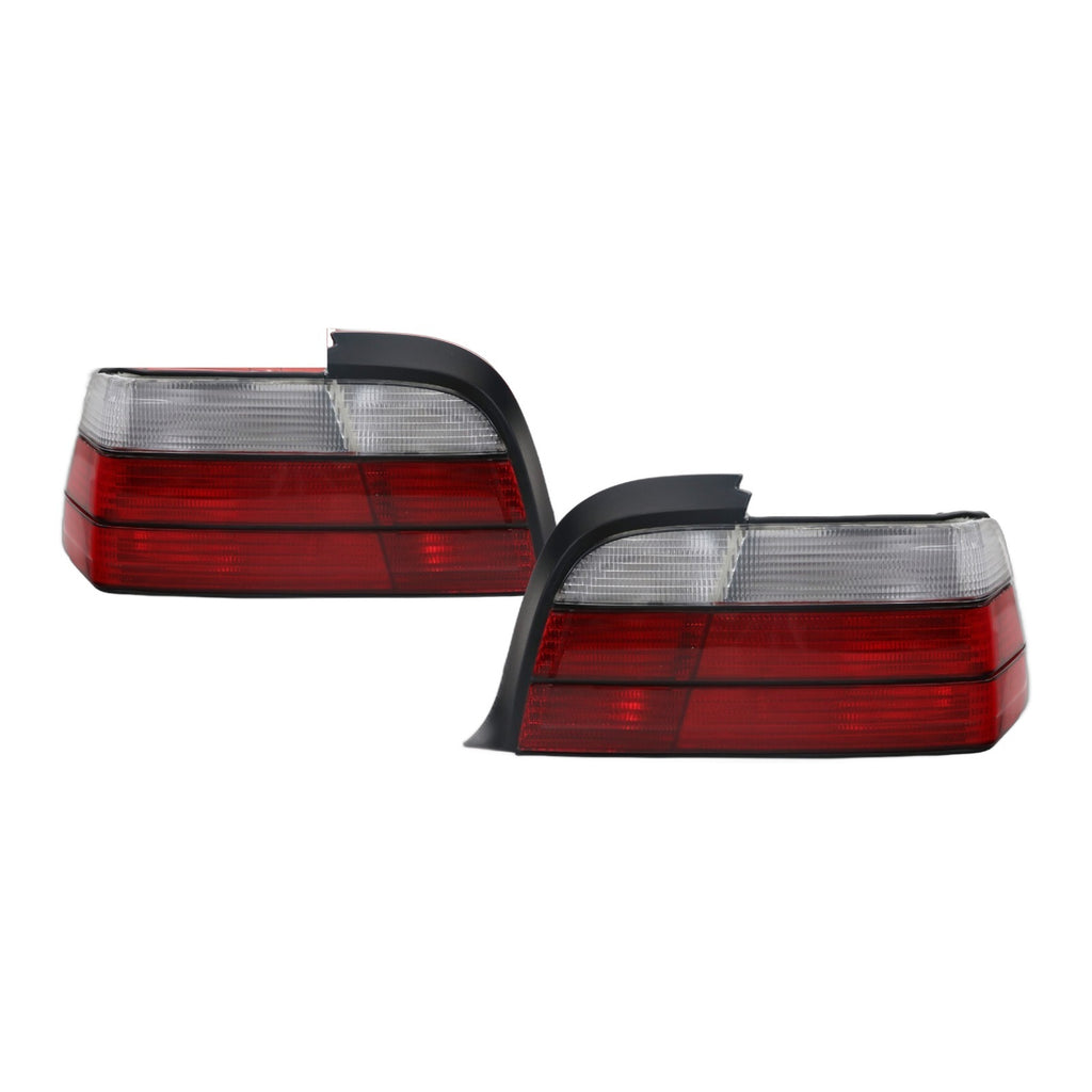 Euro Style Red/Clear Tail Lights Pair for BMW 3 Series E36 Coupe and Convertible (1992-1999)