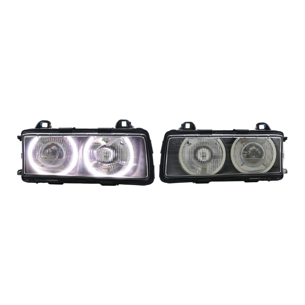 Black LED Angel Eye Euro Projector Glass Headlights for BMW 3 Series E36 and M3 (1992-1999)
