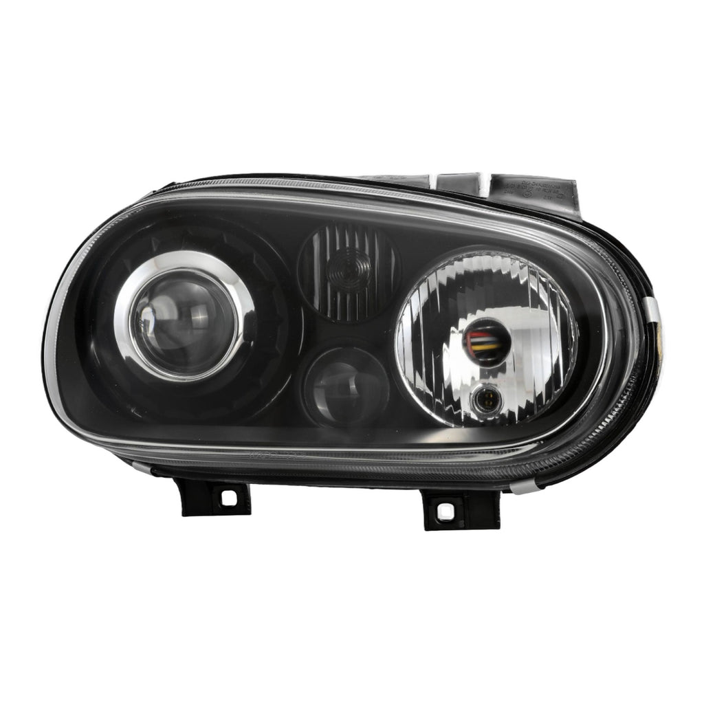R32 Style Black Projector Headlights with Fog Lights and LED Bulbs for Volkswagen Golf / GTI MK4 (1999-2006)