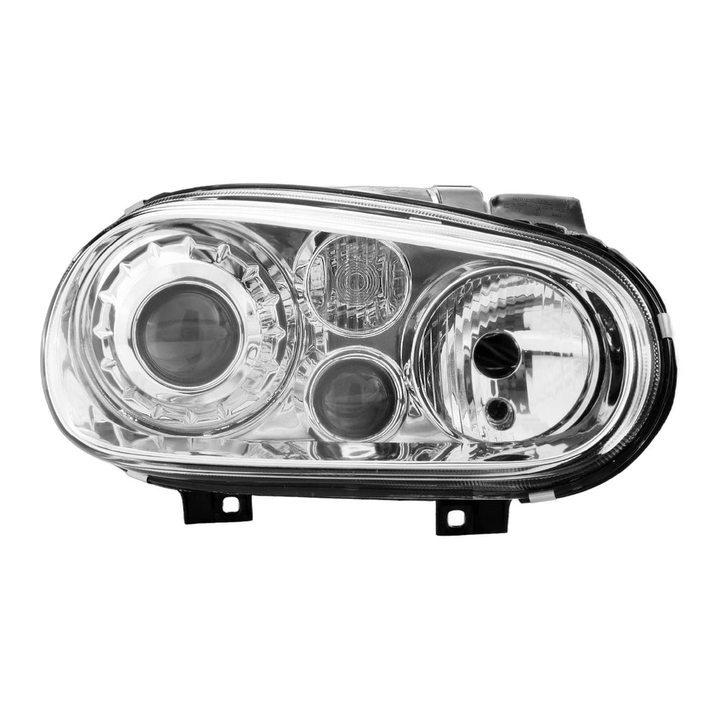 R32 Style Chrome Projector Headlights with Fog Lights and LED Bulbs for Volkswagen Golf / GTI MK4 (1999-2006)