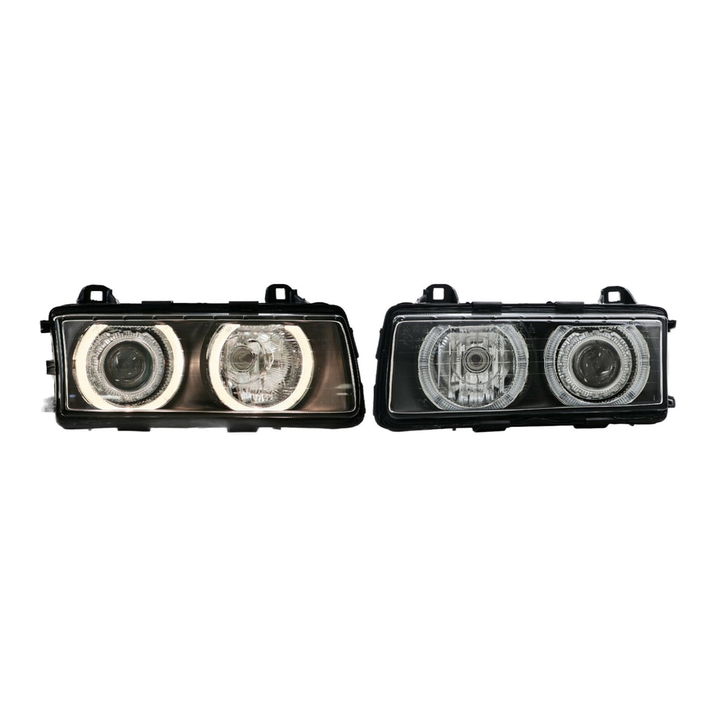 Black Angel Eye Projector Glass Headlights for BMW 3 Series E36 and M3 (1992-1999)