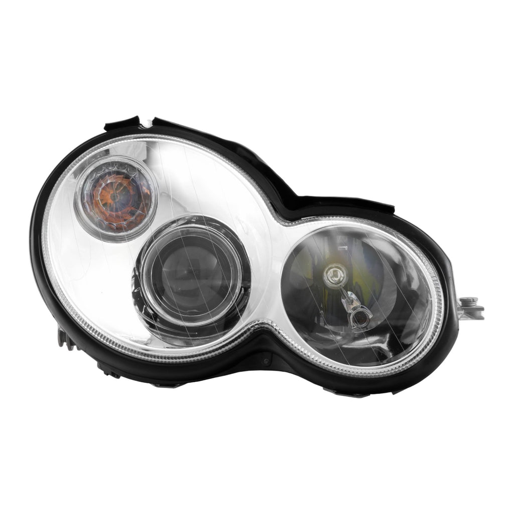 AMG Style Chrome Projector Headlights with LED Bulbs for Mercedes-Benz C-Class W203 Sport Coupe (2002-2005)