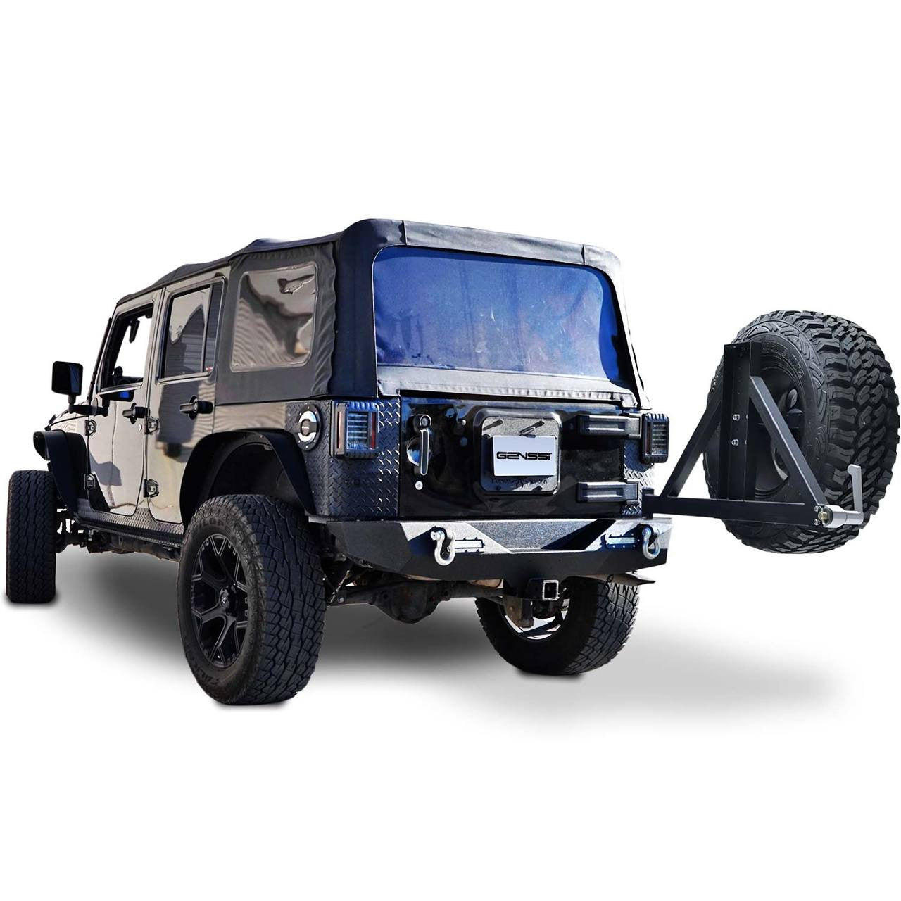 Front and Rear Tire Carrier Rock Crawler Bumpers for Wrangler JK 2007-2018 Bumper