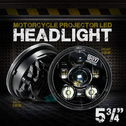 5.75 (5 3/4) In LED Black Projector Motorcycle Headlight Round DOT V2 - GENSSI Lighting