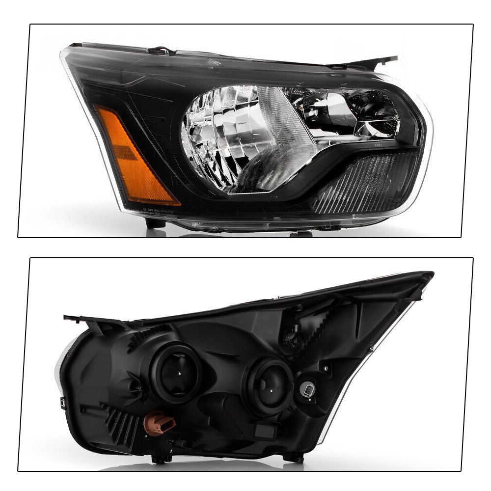 Black Trim Halogen Headlights Pair w/ Bulbs for Ford Transit 150 250 350 (2015-2026)
