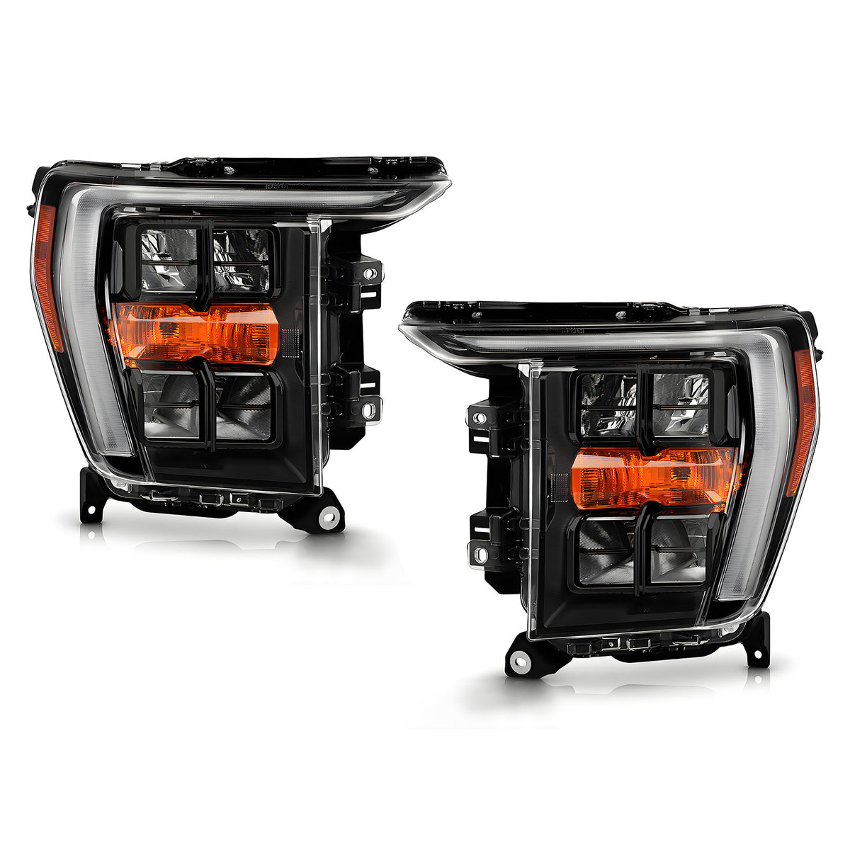 Full LED Headlights Pair, Black Bezel w/o AFS for Ford F-150 (2021-2023)