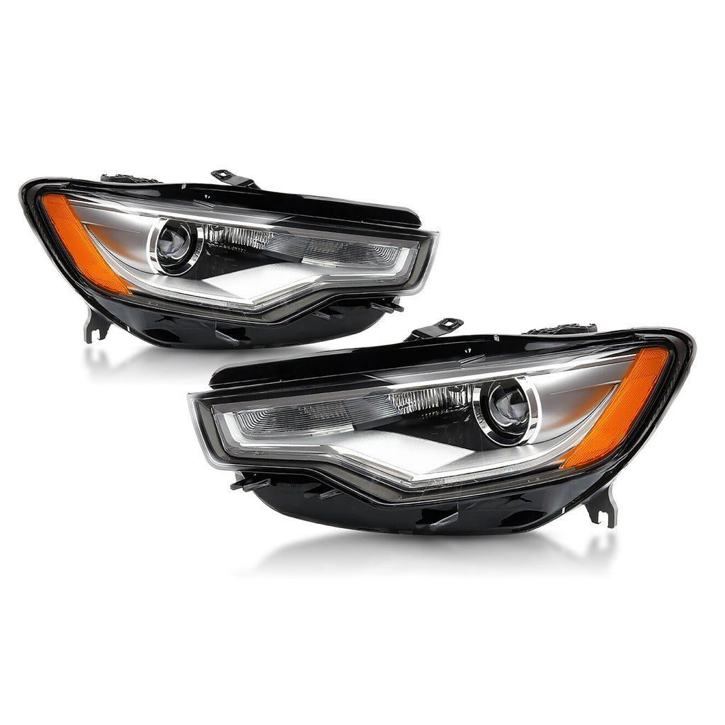 Chrome HID Headlights Pair w/ LED DRL w/o Auto Leveling for Audi A6 / S6 (2012-2015)