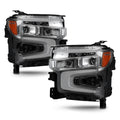 LED Headlights Pair w/ White Tracer & LED Module, Chrome for Chevy Silverado 1500 LTZ High Country (2022-2026)