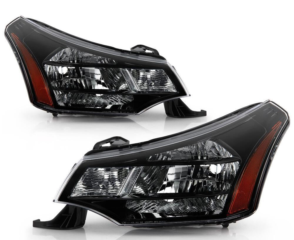 Black Crystal Halogen Headlights Pair for Ford Focus S SE SES SEL (2009-2011)