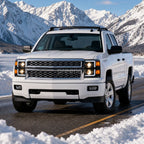 Black Projector Halogen headlights pair front view for 2014-2015 Chevrolet Silverado 1500