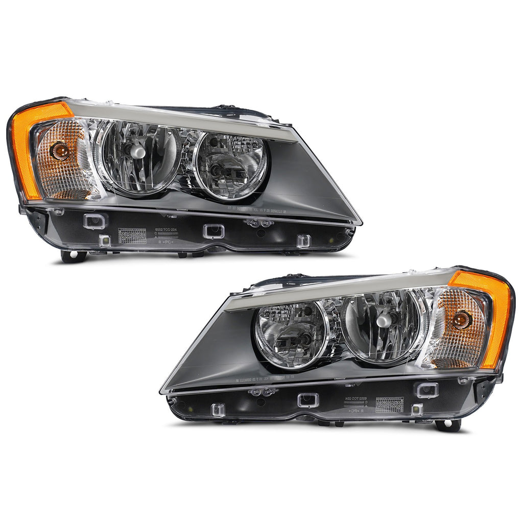 Black Halogen Headlights Pair for BMW X3 F25 (2011-2014)