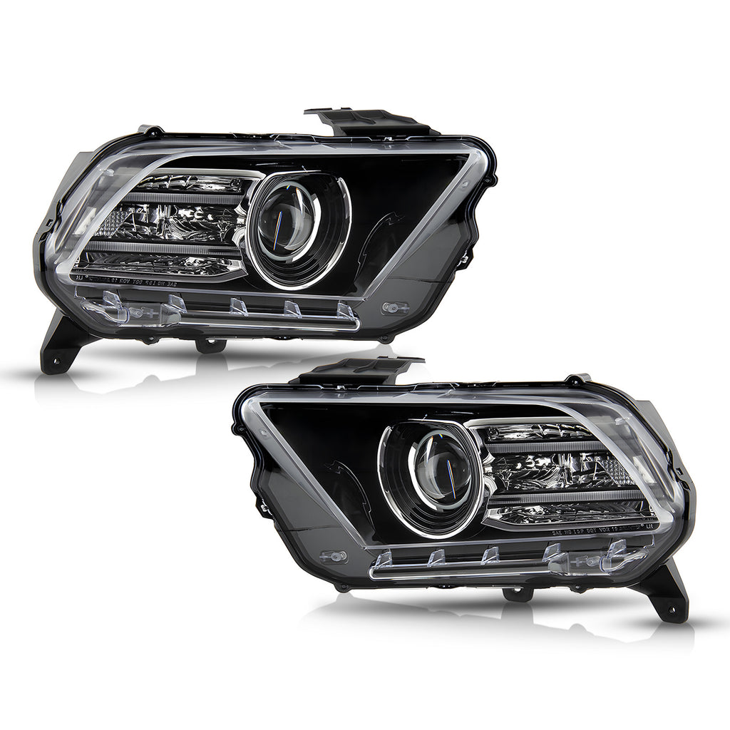 Pair HID headlight front angle for 2013-2014 Ford Mustang