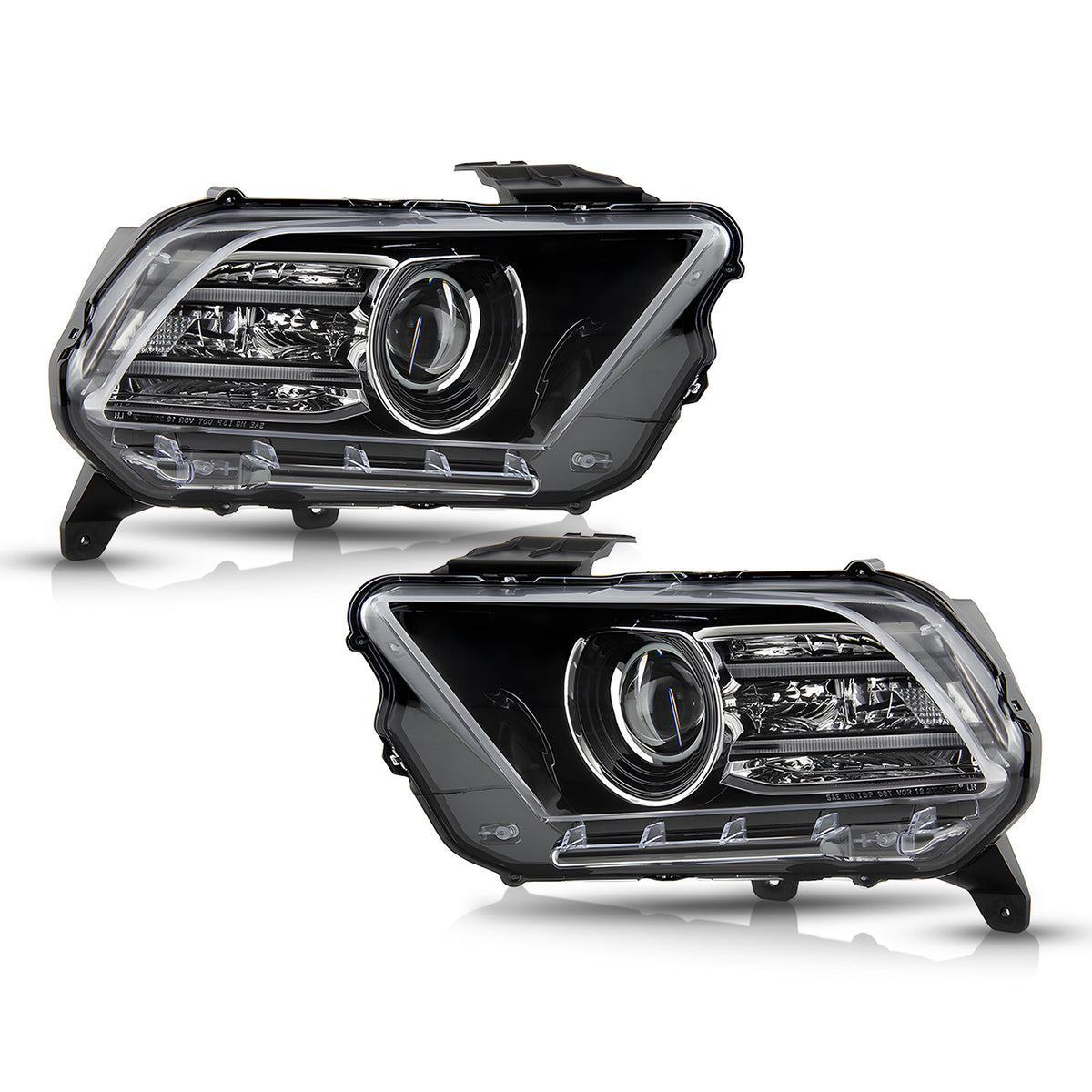 Pair HID headlight front angle for 2013-2014 Ford Mustang