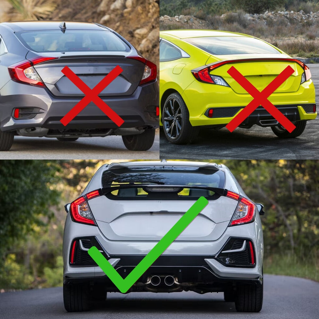 Fitment check: fits the 2017-2021 Honda Civic Hatchback only, not sedan or coupe