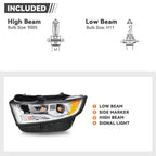 Pair halogen projector headlight front angle for 2015-2018 Ford Edge