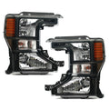 Black Bezel Halogen Headlights Pair for Ford F-250 F-350 Super Duty (2020-2022)