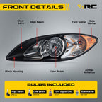Headlight bulb size diagram for 2008-2016 International ProStar Black Halogen headlights