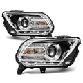 Chrome Projector Headlights Pair w/ LED DRL for Ford Mustang Halogen (2010-2014)