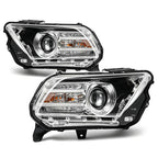 Chrome Projector Headlights Pair w/ LED DRL for Ford Mustang Halogen (2010-2014)