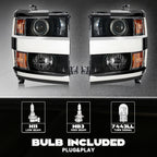 Pair halogen headlight front angle for 2015-2019 Chevy Silverado HD