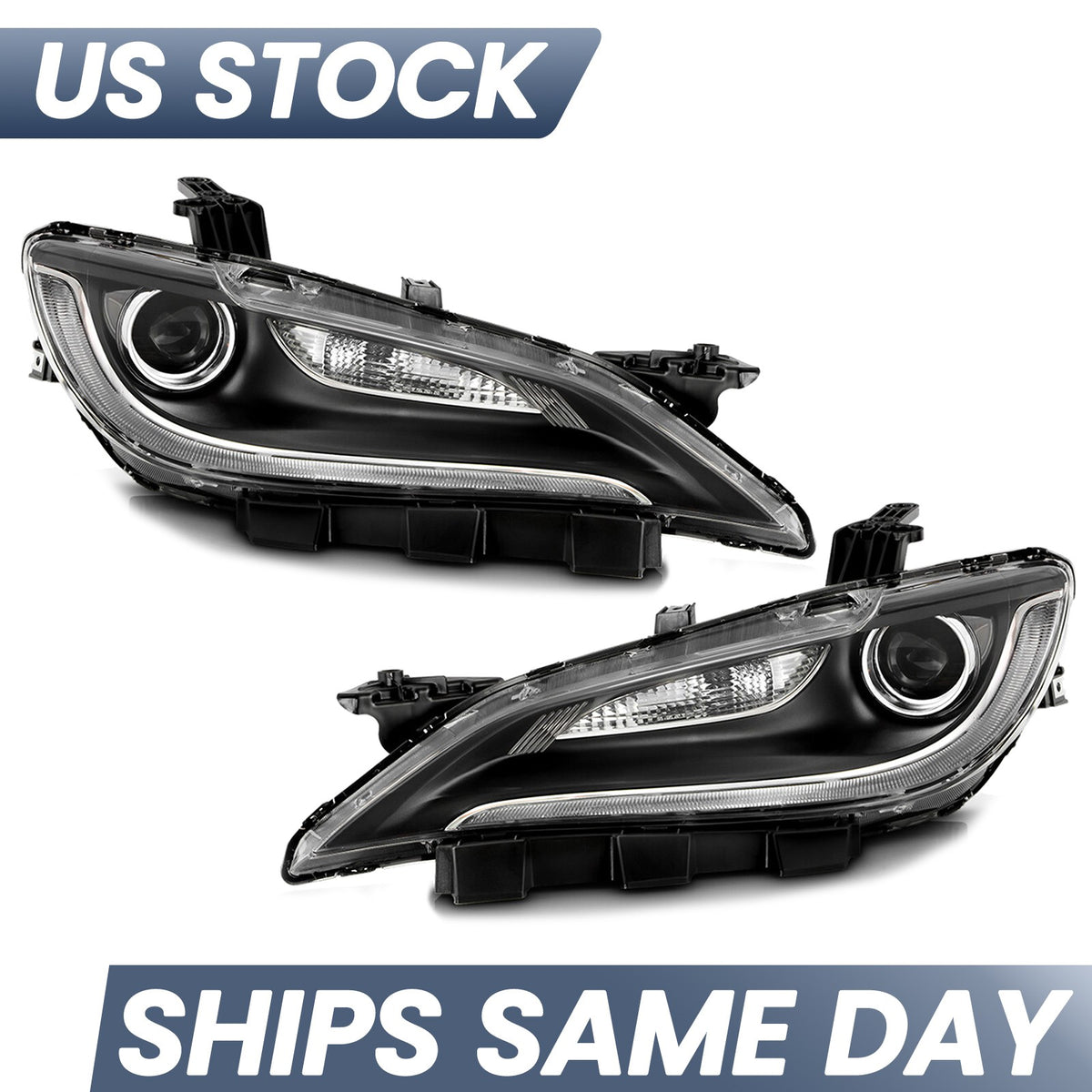 Pair halogen headlight front angle for 2015-2017 Chrysler 200