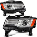 Chrome HID Projector Headlights Pair w/ Auto Leveling for Jeep Grand Cherokee (2014-2016)