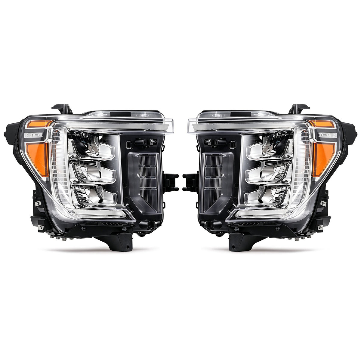 Full LED Headlights Pair w/ LED Module, Chrome for GMC Sierra 2500HD 3500HD (2020-2023)