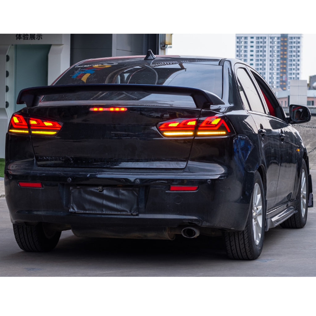 2008-2017 Mitsubishi Lancer / Lancer Evolution X with smoked sequential LED tail lights installed