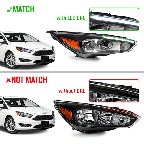 Black Halogen headlight features and specifications for 2015-2018 Ford Focus