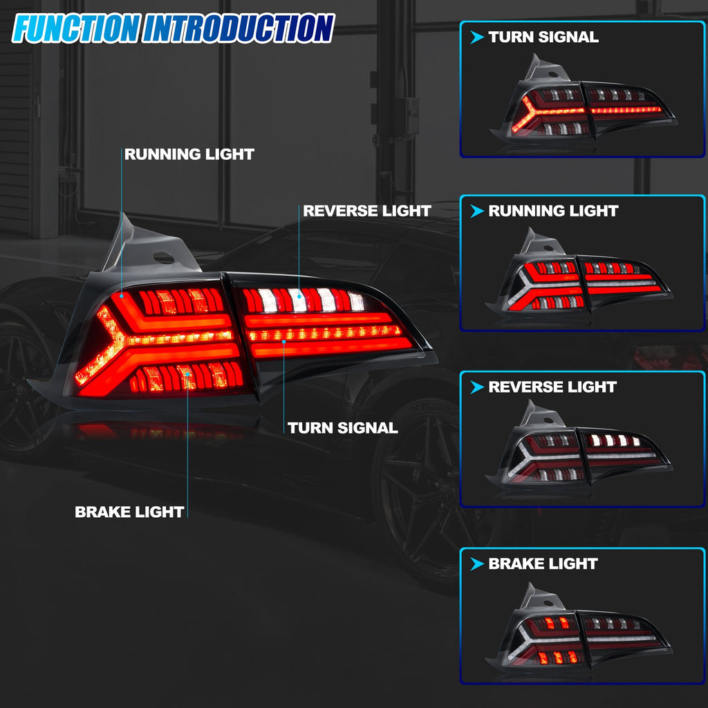 Running, brake, turn and reverse functions of the 2017-2022 Tesla Model 3 / Model Y LED tail light