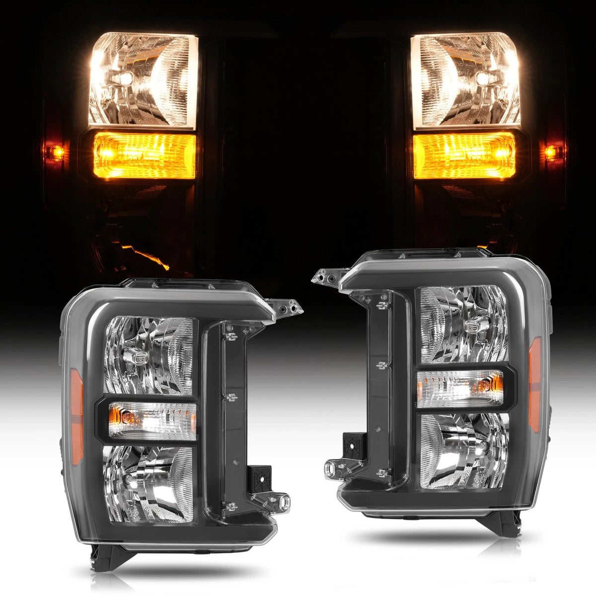 Pair halogen headlight front angle for 2023-2026 Ford Super Duty