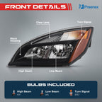 Headlight bulb size diagram for 2018-2024 Freightliner Cascadia Black Halogen headlights