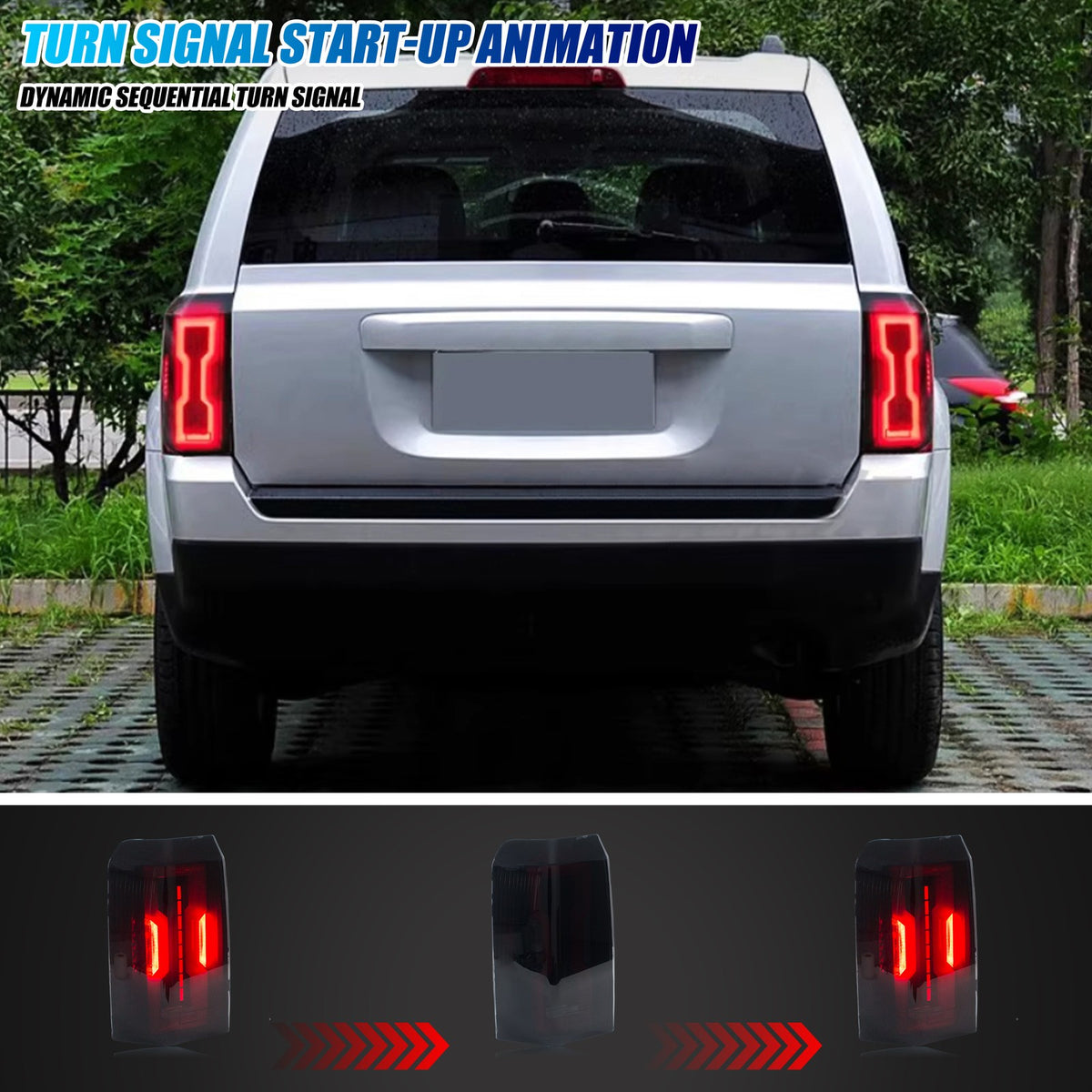 2007-2017 Jeep Patriot with smoked sequential LED tail lights installed