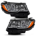 Chrome Halogen Headlights Pair w/ Bulbs for Jeep Compass (2017-2021)