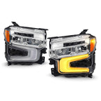 LED Headlights Pair w/ Amber Tracer, Chrome Bezel for Chevy Silverado 1500 LT RST (2022-2026)