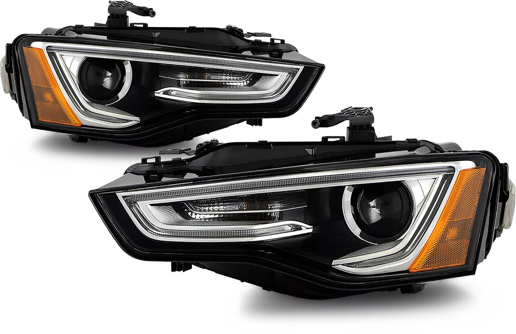 Black HID Projector Headlights Pair w/ LED DRL for Audi A5 S5 w/o AFS (2013-2017)