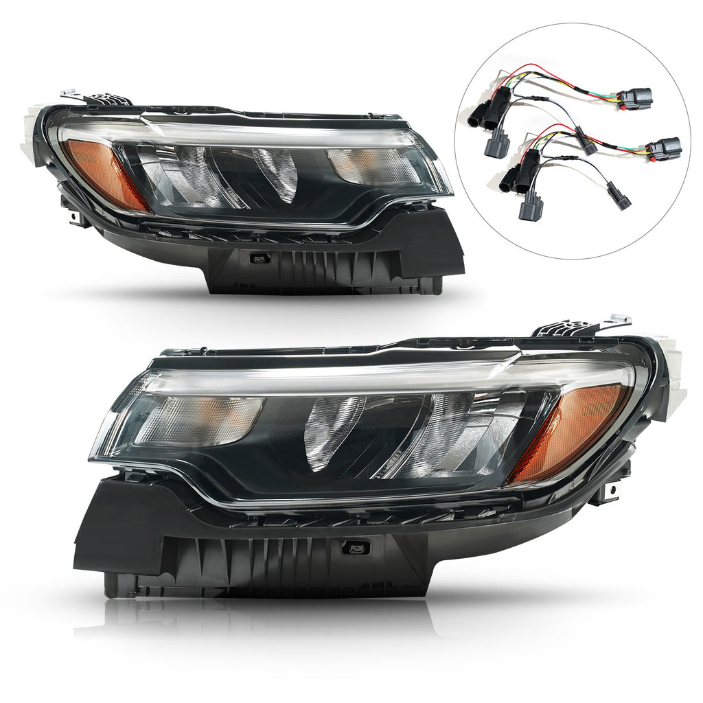 LED Reflector Headlights Pair w/ LED DRL Upgrade, Plug & Play for Jeep Compass (2022-2026)