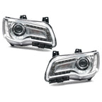 Chrome HID Projector Headlights Pair w/ AFS & LED DRL for Chrysler 300 (2017-2022)