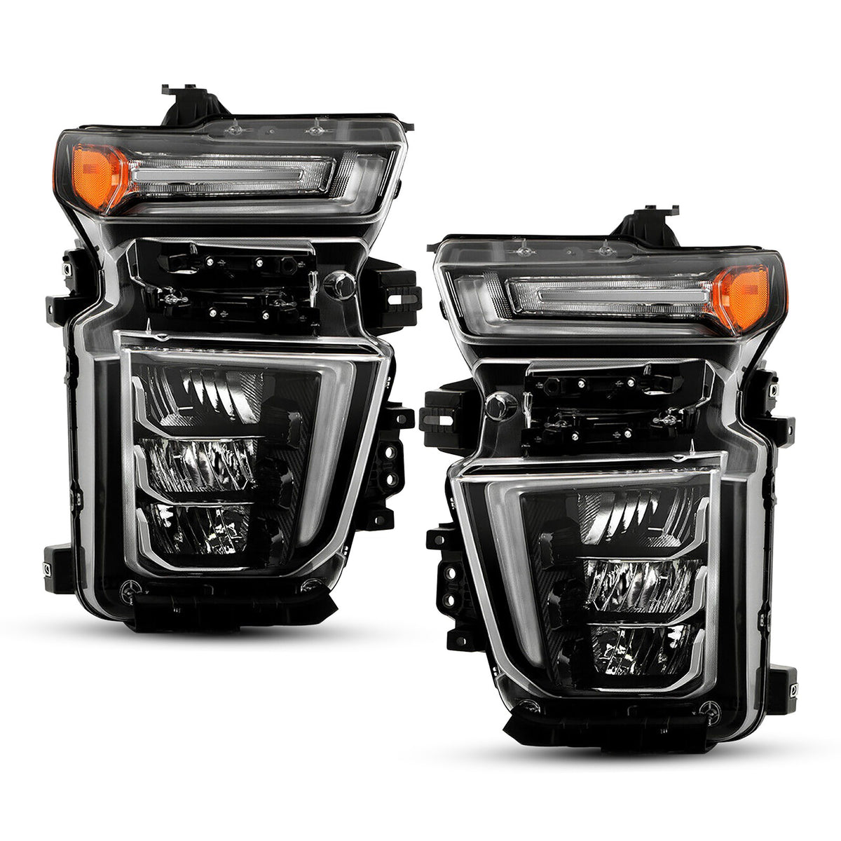 LED Headlights Pair w/ LED Module for Chevy Silverado 2500HD 3500HD (2020-2023)