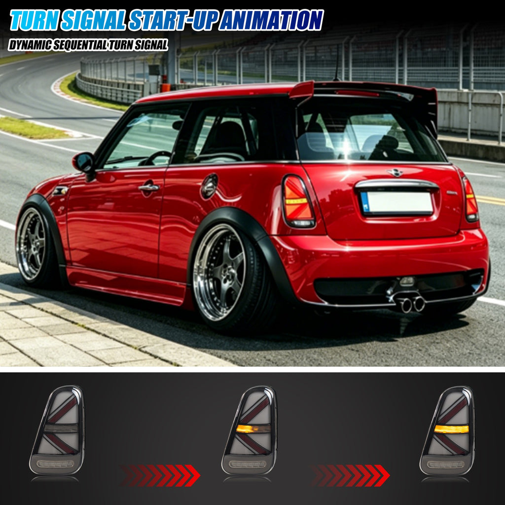2002-2008 Mini Cooper R50 / R52 / R53 with smoked sequential LED tail lights installed