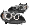 Black HID Projector Headlights Pair w/ AFS & Angel Eyes for BMW X6 E71 (2008-2014)