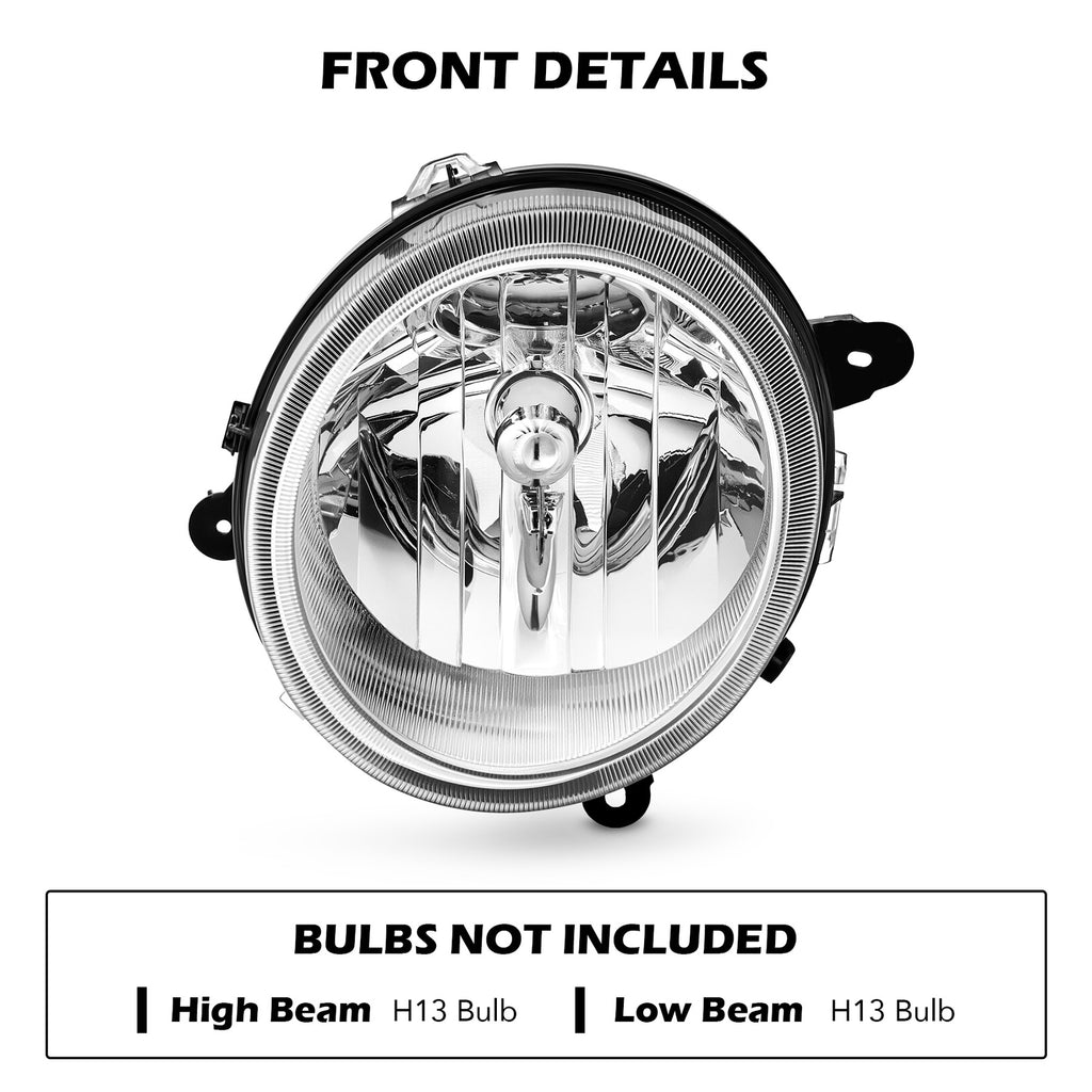 Headlight bulb size diagram for 2007-2017 Jeep Patriot Chrome Halogen headlights