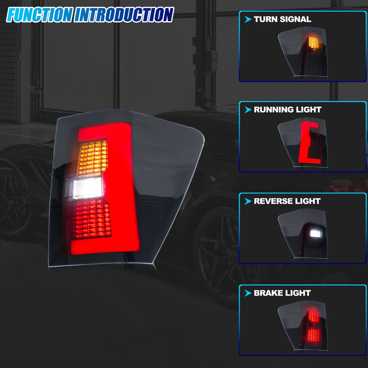 Running, brake, turn and reverse functions of the 2005-2007 Jeep Grand Cherokee LED tail light