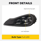 Headlight bulb size diagram for 2007-2010 Porsche Cayenne 957 Full LED headlights