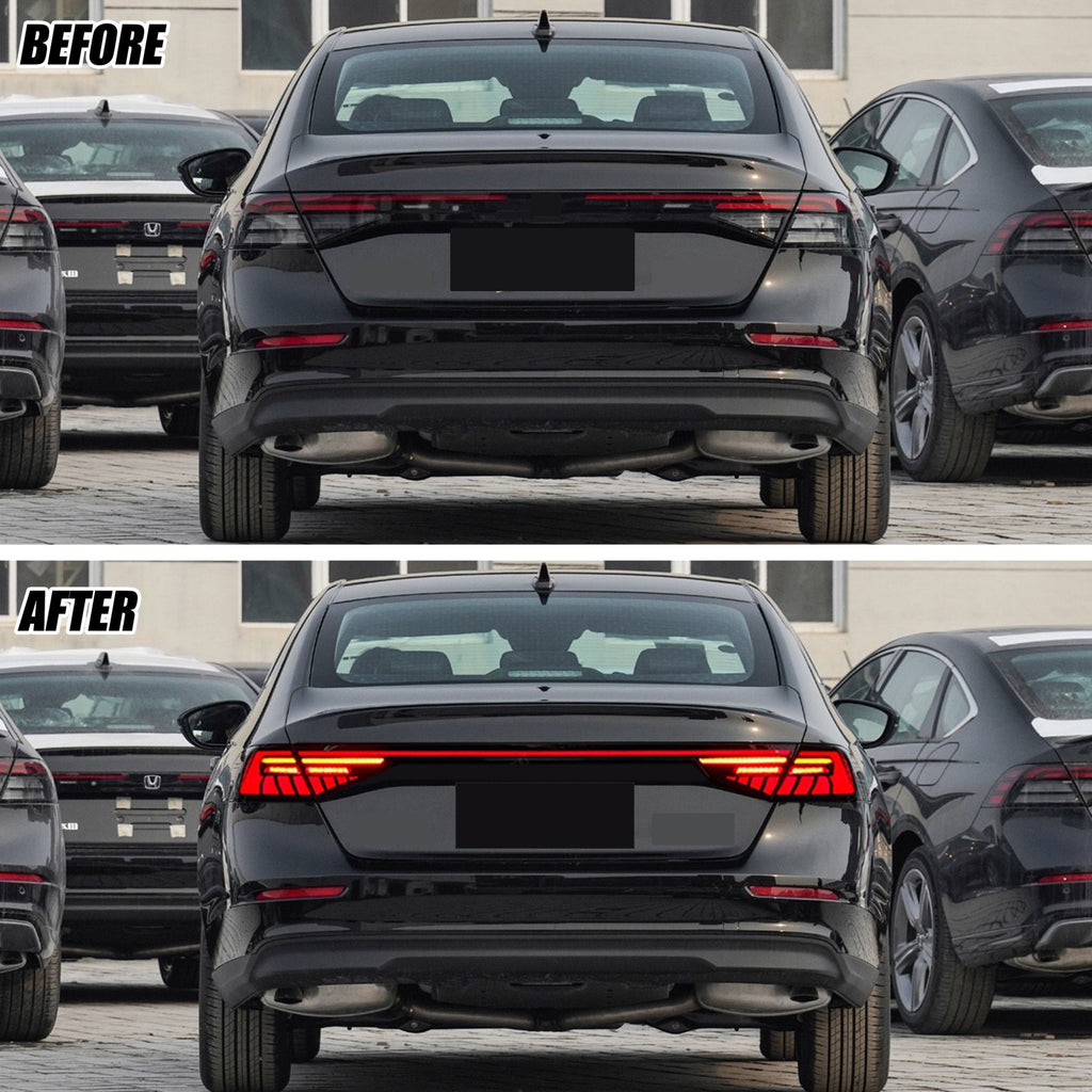 Before and after: factory vs LED tail lights on a 2023-2026 Honda Accord Sedan