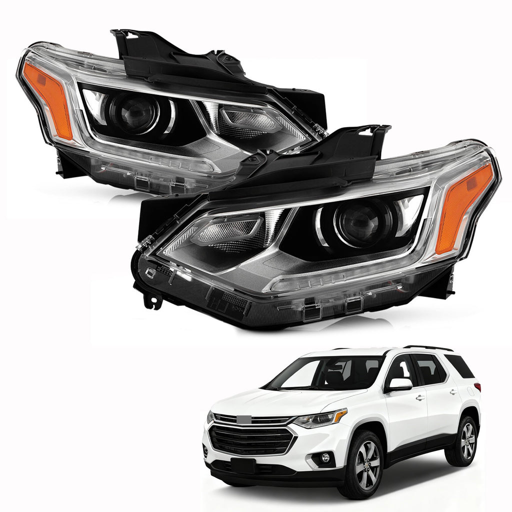 Pair HID headlight front angle for 2018-2020 Chevy Traverse