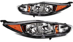 Black Bezel Halogen Headlights Pair w/ Bulbs & Smoked Reflectors for Ford Fiesta (2014-2019)