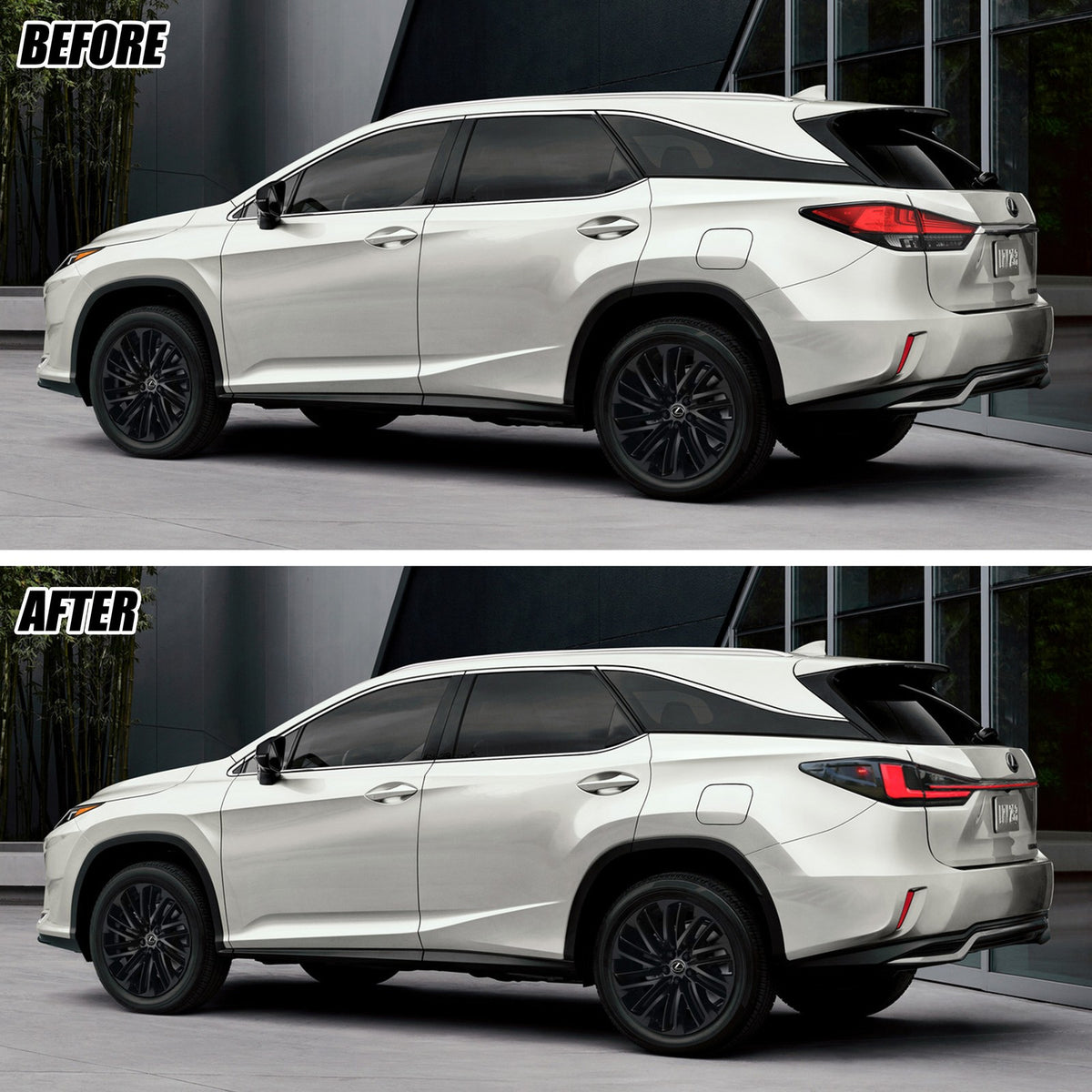Before and after: factory vs LED tail lights on a 2016-2022 Lexus RX350 / RX450h