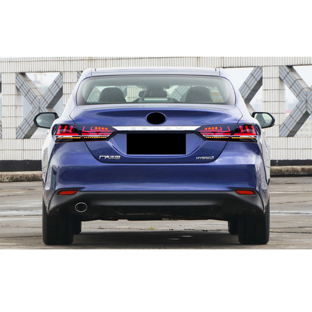 2018-2023 Toyota Camry with black sequential LED tail lights installed